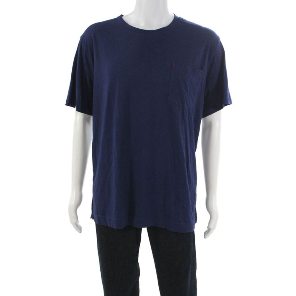 Robert Graham Mens Basic Cotton Crew Neck T-Shirt Blue Size XL